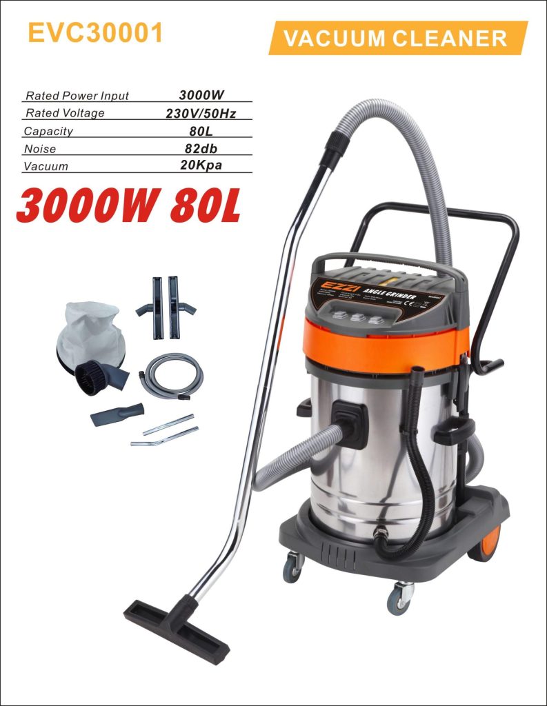 Ezzi Vacuum Cleaner 3000W – 80L | Industrial Wet & Dry Cleaner – Egypt